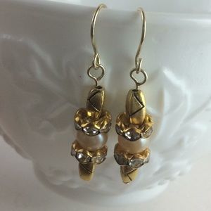 Gold and rhinestone earrings